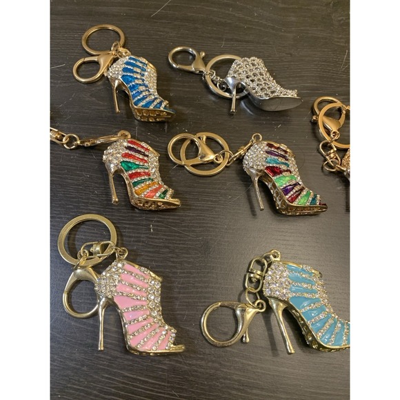Bag Charm High Heel Bling Fashion Keychain Lot Of 10 Princess Diva Party Favors - Picture 2 of 12
